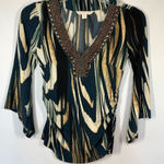 Boston Proper Women's Abstract Striped Long Bell Sleeve Top Multicolor Size XS Photo 0