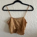 Motel Rocks Motel Tan Zebra Stripe Button Front Cropped Cami Tank Top Small Photo 2