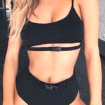 NEW 2 Piece Black Buckle Bikini Size L Photo 0