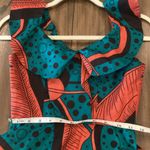 Sika Mia leaf Ruffle cotton sleeveless midi teal black tropical dress 0 NWT Green Photo 7