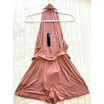 Krisa NWT REVOLVE  Halter Romper Ocher Coral Size XSmall open back belted Photo 2