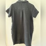 Three Dots 100% Cotton Double Gauze Polo Collar Dress Black Size Small Photo 2
