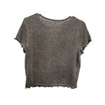 American Eagle  Gray Waffle Knit Scalloped Trim Casual Cropped T-Shirt Large Photo 1