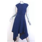Proenza Schouler  Asymmetric Midi Dress Blue Leopard Print Silk Crepe‎ Size 2 Photo 1