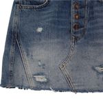 Free People We the Distressed Denim Mini Skirt A Line Light Wash Pockets Size 24 Photo 2