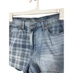 AMERICAN EAGLE Womens Shorts Size 4 Blue Light Wash Mom Plaid‎ Two Tone Photo 3