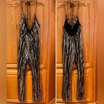 12th Tribe Revolution Deep V Cowl Neck Sequin Jumpsuit Black & Gold Size Large Photo 11