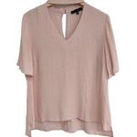 Sanctuary NWOT Choker V Neck Blouse Short Sleeve Light Pink Polyester SZ Small Photo 0