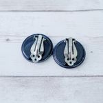 Vintage Clip On Earrings Navy Blue Retro Circle 1" Photo 4