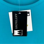 Antthony Teal Stretchy Liquid Knit Floral Leaf Print Mesh Sleeves Hem Tunic Blue Size M Photo 4