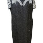 Vintage Beaded Dress Black Silk Party Cocktail Dress Open Back M Size M Photo 0