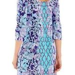 Lilly Pulitzer  Blue Floral Printed Mini Dress 3/4 Sleeves Boatneck Women’s XXS Photo 1