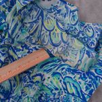 Lilly Pulitzer  Blue Crush Palazzo Pants Women's 10 Wide Leg Side Zip Beach Photo 7