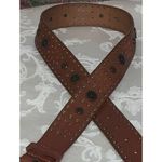 Fossil  Leather Western Boho Brown Belt Antique Gold Studs Detail Small Photo 1
