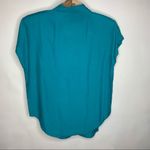 Vintage Rayon Teal Blouse Sz Small 80s Short Sleeves Green Photo 6