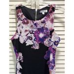 Jennifer Lopez Bodycon Midi Dress Black/Purple Floral Size 2 Zip Back Lined Photo 1