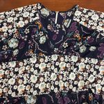 Free People  White and Blue Ruffled Floral Blouse Boho Oversized Small Festival Photo 2