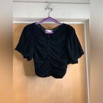 ZARA  Elegant Black Velvet Women's Button Front Top.     Size-Small Photo 1