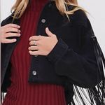 Forever 21 Black Denim Fringe Jacket Photo 0