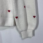 Lucky Brand Sweater PSmall Embroidered Heart Ribbed Knit White Red Valentines Photo 7