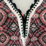 Seki One Piece Swimsuit plunging beaded neckline abstract print beach summer M Red Size 4 Photo 5