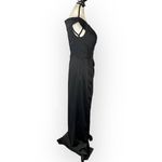 La Femme Column Gown Women's 6 Black Surplice Off the Shoulder Cap Sleeve Maxi Photo 5