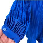 Banana Republic Blue Dress Micro Pleated Loose Fit Balloon Sleeves Size Medium Photo 8