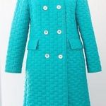 vintage • 60s teal quilted coat lightweight double breasted aqua turquoise Size XS Photo 0