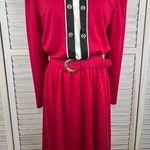California vintage TABBY OF 80's Long Sleeve Dress w Belt Red/black/White-12 Photo 0