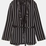 ZARA  Basic Black & White Striped Kimono Jacket (XS) Photo 0