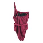 Shade & Shore  One Piece Swimsuit One Shoulder Belted Medium Coverage Red Size S Photo 2