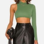Revolve NWT Camila Coelho Blake Asymmetrical Crop Top in Green Size Small Photo 0
