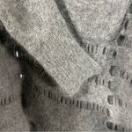 Ryu  Angora Wool Blend Distressed Open Knit Sweater Gray M Photo 3