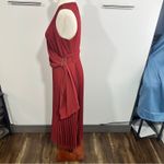 Max Studio Size S Elegant Midi Pleated Dress Burnt Orange Heritage Fall Wedding Photo 3