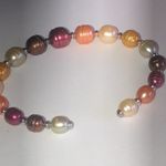 Honora 925 Genuine Cultured Freshwater Elegant Pearl Open Cuff Bracelet Pink Photo 3