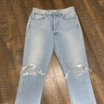 AGOLDE 100% ORGANIC COTTON RIPPED KNEE BUTTON FLY HIGH WAISTED JEANS Photo 9