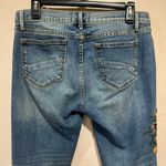 Driftwood  Audrey floral embroidered straight skinny raw hem distressed jeans Photo 4