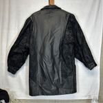wilson's leather Vintage 80s Wilsons Black‎ Leather Paisley Print Long Sleeve Coat Size M Photo 4