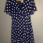 Eliza J  navy polka dot deep v chiffon ruffle dress Photo 0