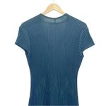Peruvian Connection  Sweater Dress Fit Flare Ribbed Pima Cotton Blue Size Medium Photo 7