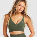 Gymshark Vital Seamless V Neck Sports Bra in Base Green Marl Sz Small ($38) Photo 0