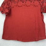 Boho Orange Crochet Lace Neck Top Sz XL Photo 1