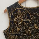 VTG 90s Spenser Jeremy 100% Beaded Silk Top Size M Black Gold Sleeveless Formal Size M Photo 7
