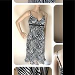 EXPRESS  Womens Semi Sheer Lined Dress size 7/8 Empire Waistline Black/White Photo 2