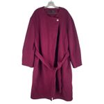 Ann Taylor Tie Waist Balloon Sleeve Wool Blend Coat Mulberry Size XXL Photo 3