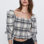 ZARA  Smocked Peplum Style Linen Crop Top‎ Sz Small Photo 0