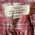 Birds of Paradise Trovata plaid short sleeve cotton top size medium Red Photo 5