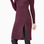 BCBG MAX AZRIA LAURIE OFF THE SHOULDER SWEATER DRESS LARGE METALLIC BURGUNDY Photo 1
