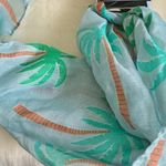 TROPICAL Palm Tree Fashion Scarf Blue Green Photo 3