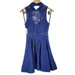 B Darlin  Royal Blue Lace‎ Mock Neck Sleeveless Fit Flare Dress Size S Photo 1